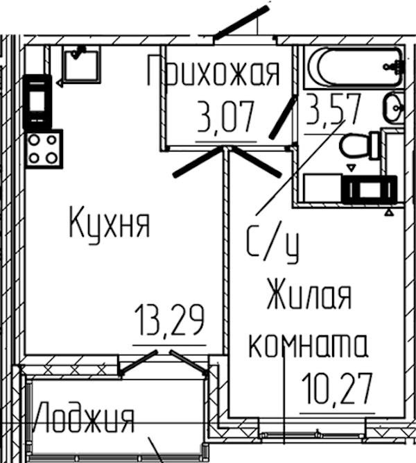1-комнатная квартира 31.81 м², 8/8 эт., ЖК «SERTOLOVO PARK»
